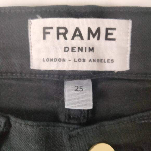 Frame Women's Sz 25 Black Jeans 'Le Skinny de Jeanne' Distressed Stretch Denim - Picture 3 of 8